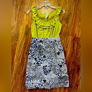 One piece Anthropology dress! Silk at top and cotton below! Very unique!